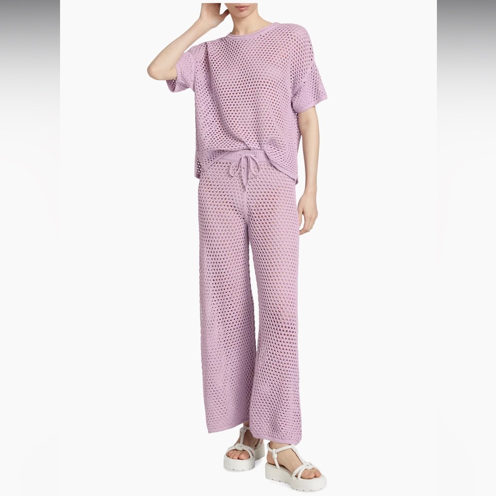 Stellae Dux Boxy Crocheted Lavender Mesh Lounge Set